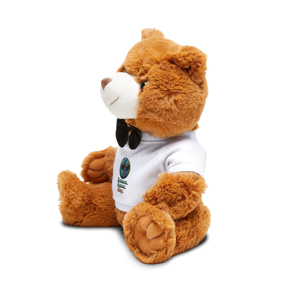 Brown Plush Teddy Bear with Bow Tie & Custom T-Shirt – Cute Gift for Kids & Valentines