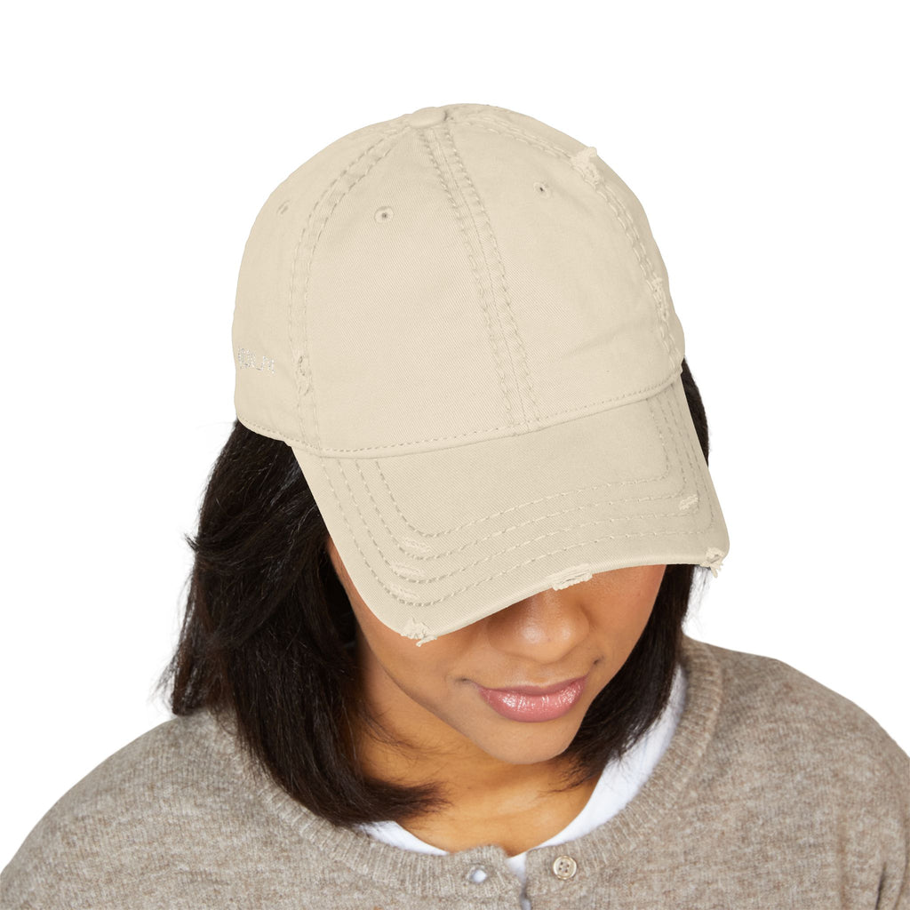 Distressed Embroidered Dad Hat – Vintage Casual Cap