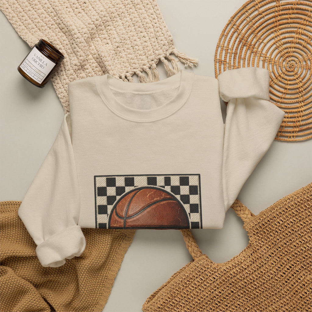 Hoops Vintage Basketball Sweatshirt | Western Typography, State Pride