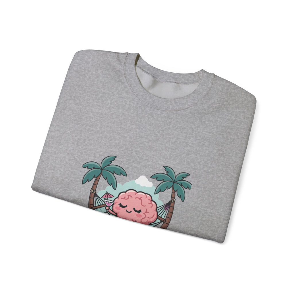 Mental Health Relaxation Brain Hammock Sweatshirt | Father’s Day self-care, retro palm design