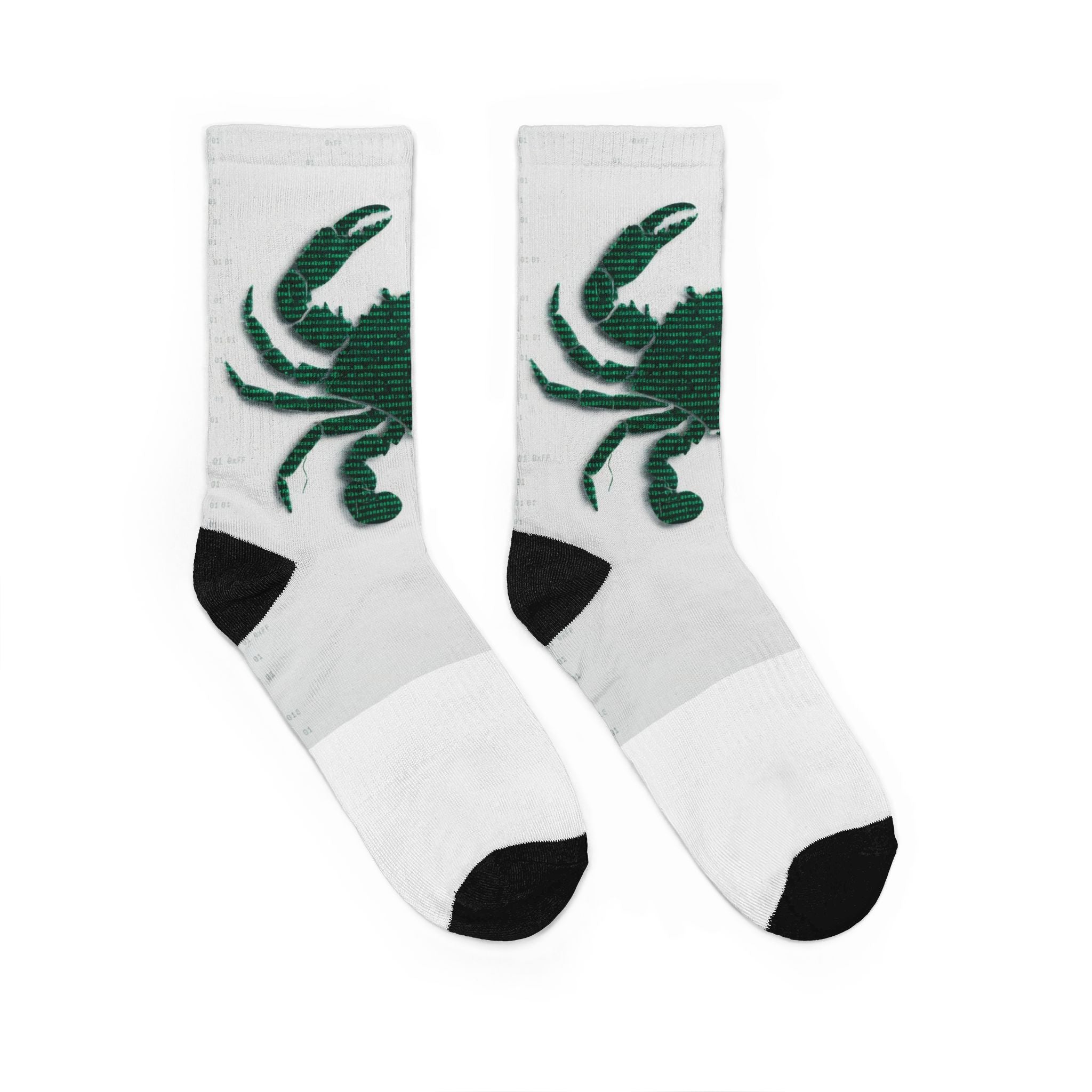 Crab Graphic Crew Socks — Padded Casual Socks with Crab Design
