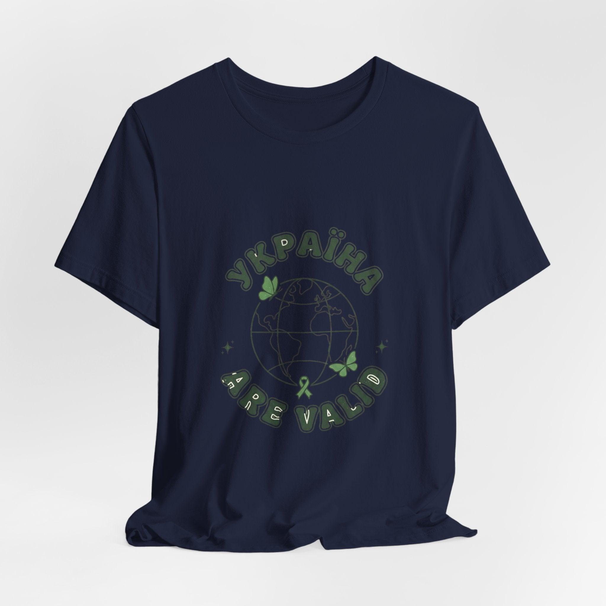 Mental Health Awareness Globe Tee | Green Ribbon, Retro Typography