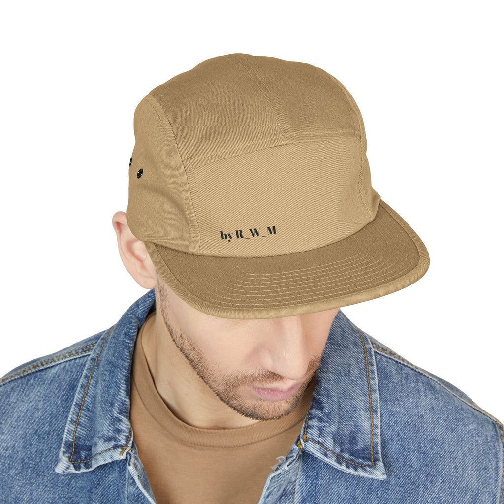 Embroidered 5-Panel Cap — Minimal 'brwn' Logo Cotton Camper Hat