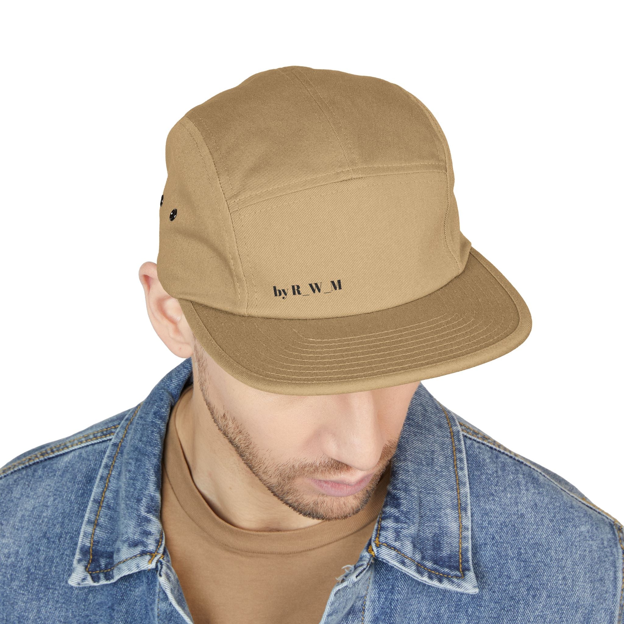 Embroidered 5-Panel Cap — Minimal 'brwn' Logo Cotton Camper Hat