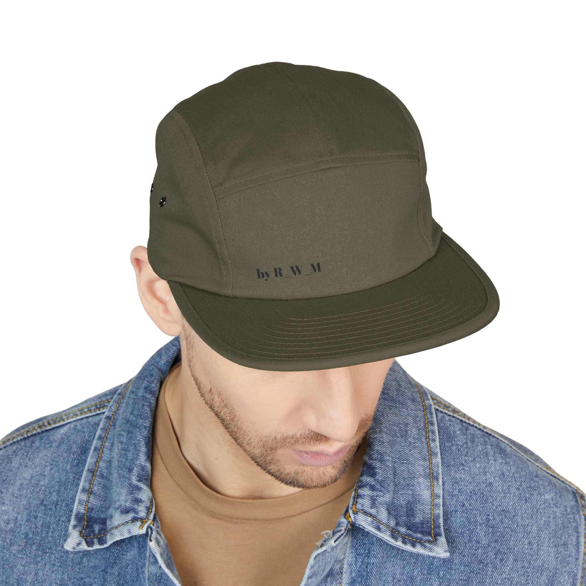 Embroidered 5-Panel Cap — Minimal 'brwn' Logo Cotton Camper Hat