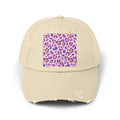 Distressed Baseball Cap with Pink Purple Leopard Print — Trendy Animal Print Hat