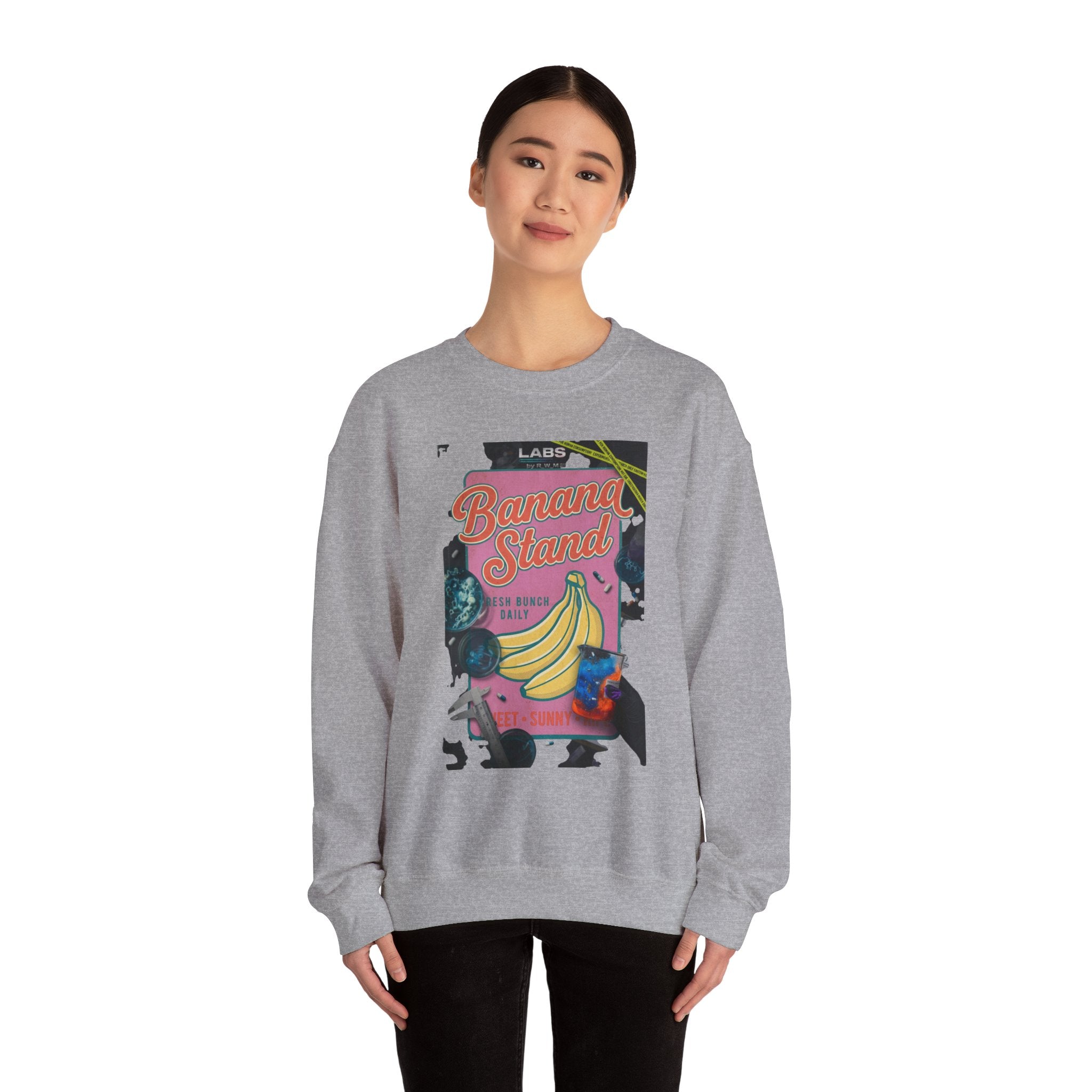 Banana Stand Retro Food Graphic Sweatshirt | Vintage diner typography, hand-drawn bananas