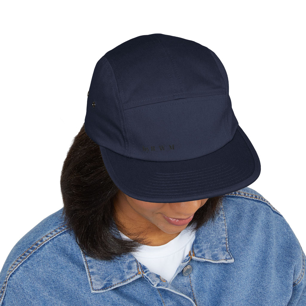 Embroidered 5-Panel Cap — Minimal 'brwn' Logo Cotton Camper Hat
