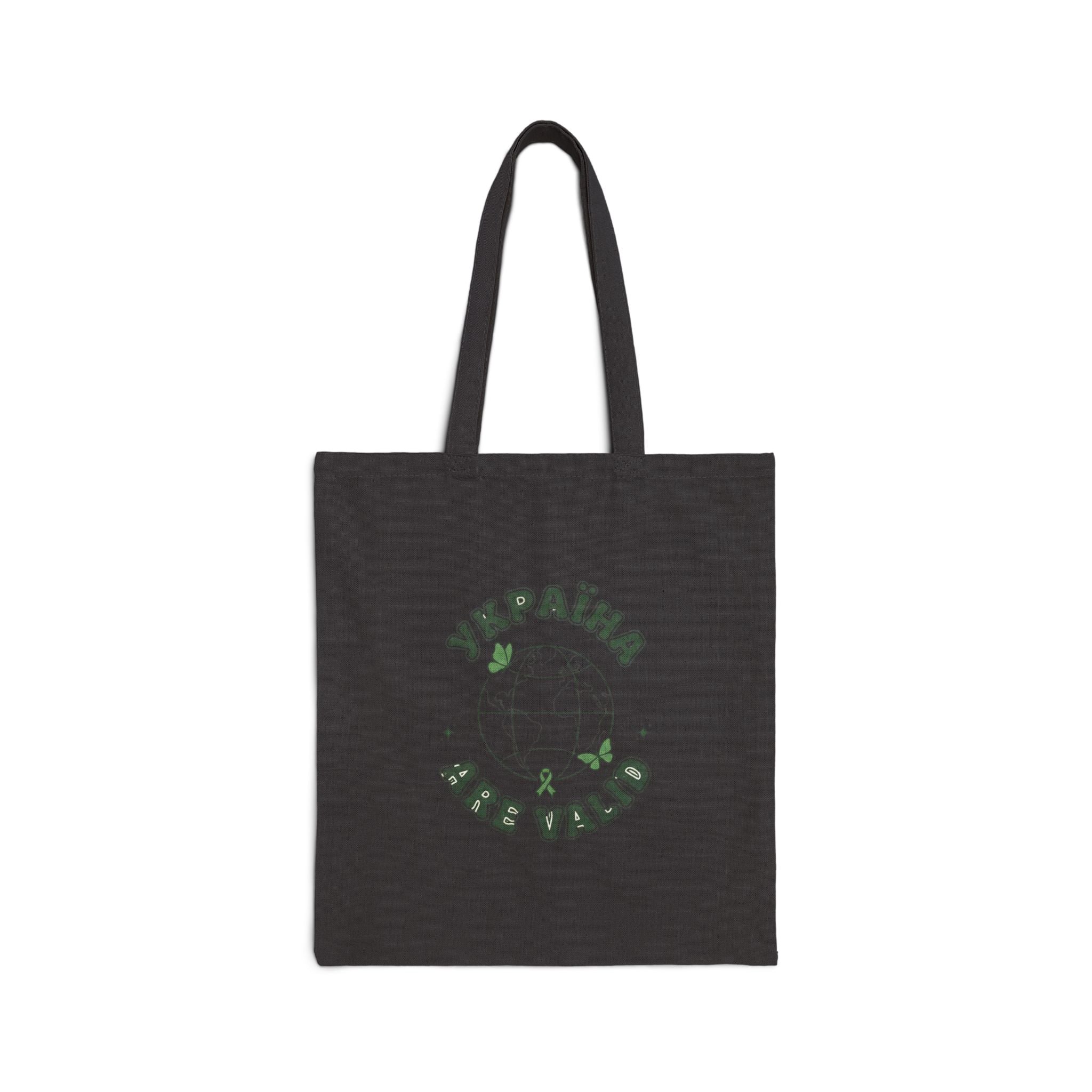 Mental Health Awareness Tote | Green Ribbon, Vintage Typography, Floral Globe