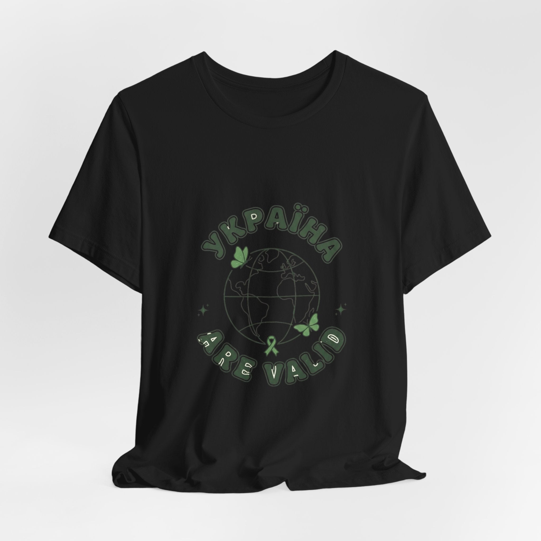 Mental Health Awareness Globe Tee | Green Ribbon, Retro Typography