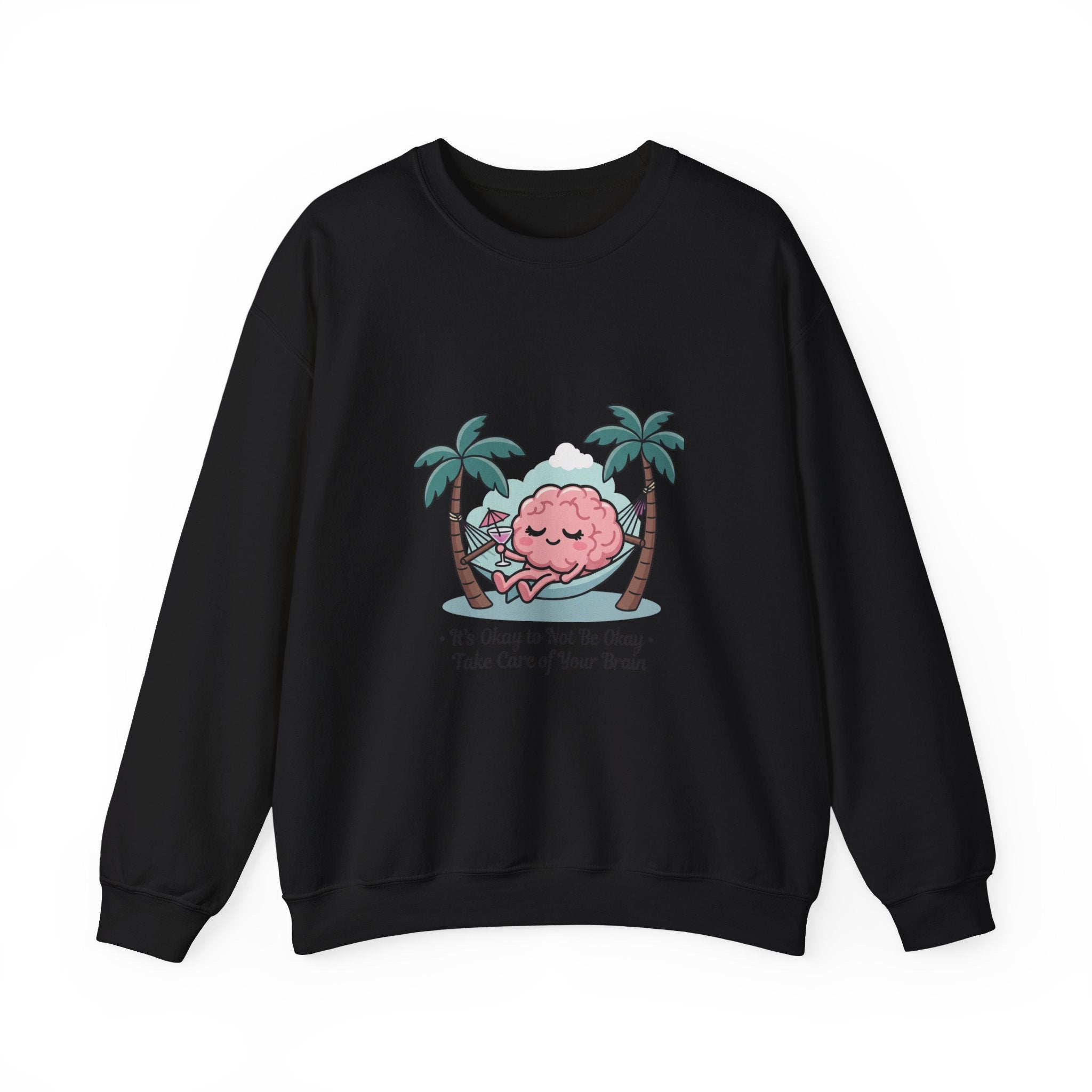 Mental Health Relaxation Brain Hammock Sweatshirt | Father’s Day self-care, retro palm design