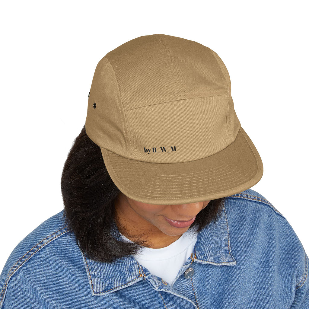 Embroidered 5-Panel Cap — Minimal 'brwn' Logo Cotton Camper Hat