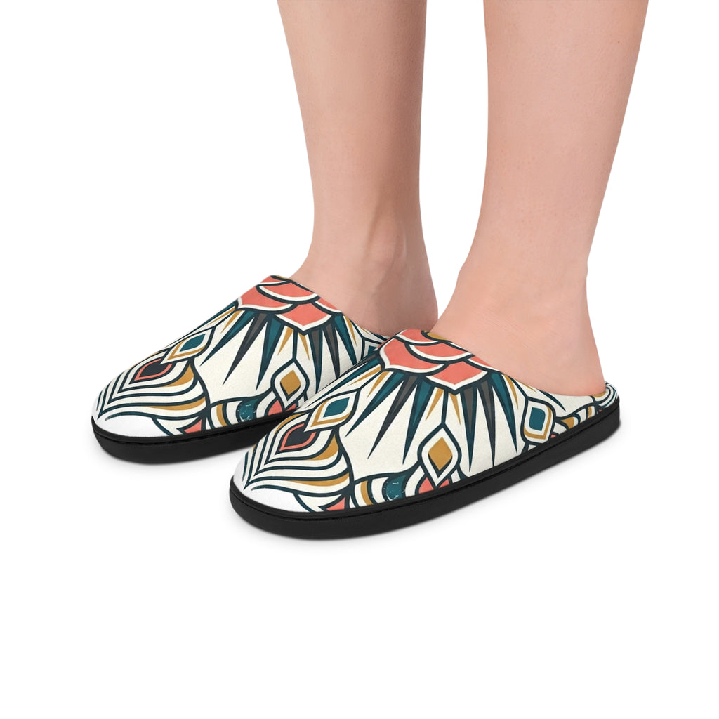 Floral Mandala Women's Indoor Slippers — Cozy Boho Home Shoes