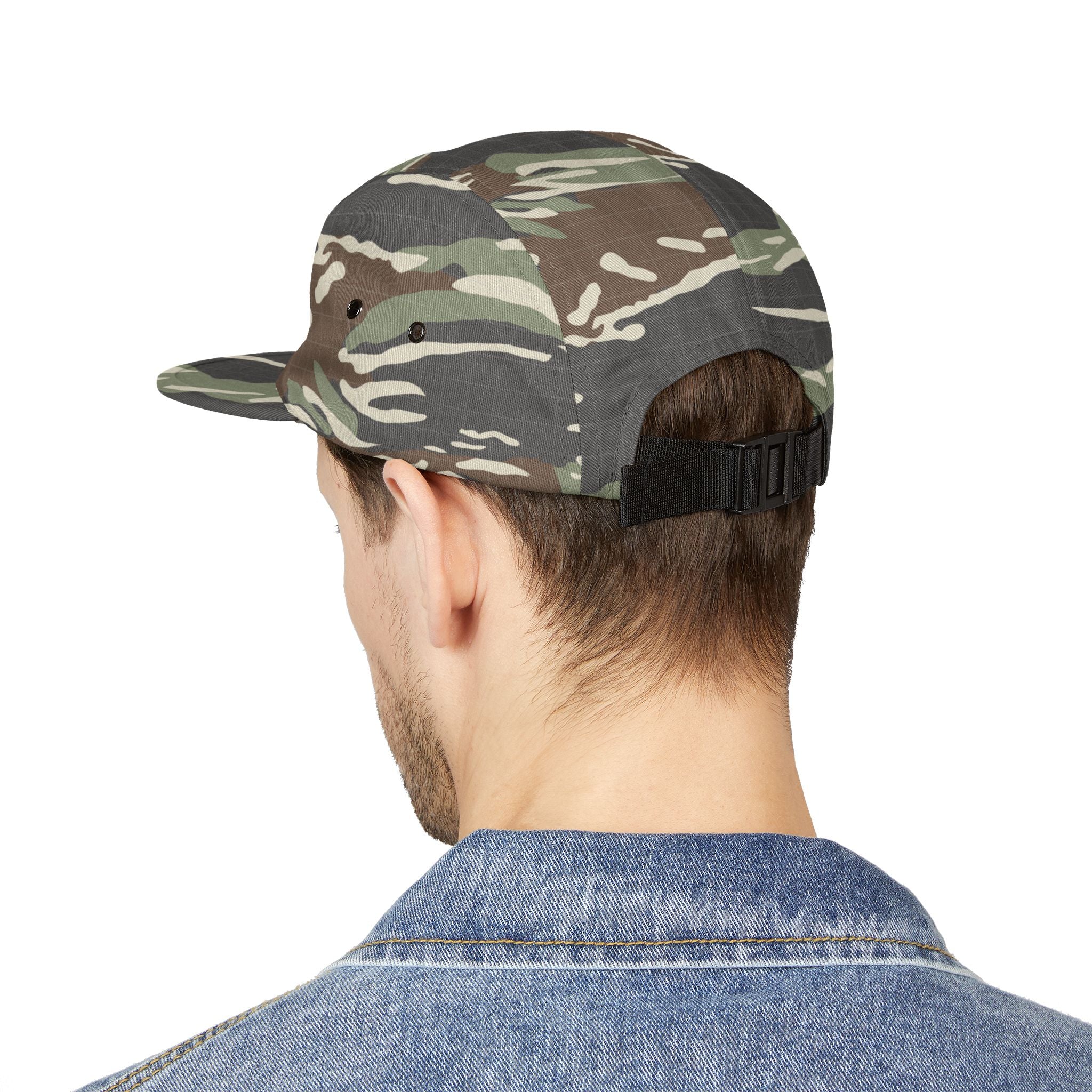 Embroidered 5-Panel Cap — Minimal 'brwn' Logo Cotton Camper Hat