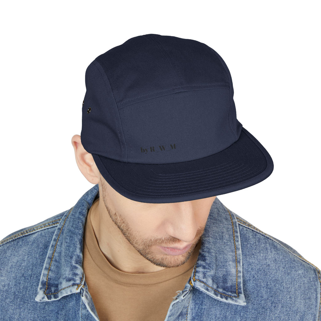 Embroidered 5-Panel Cap — Minimal 'brwn' Logo Cotton Camper Hat