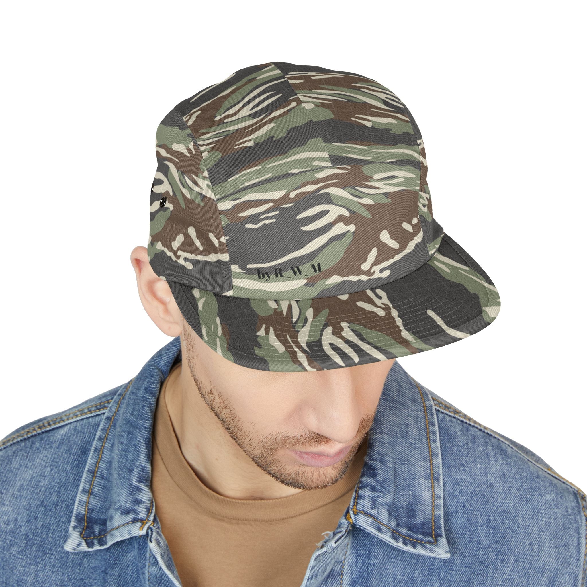 Embroidered 5-Panel Cap — Minimal 'brwn' Logo Cotton Camper Hat