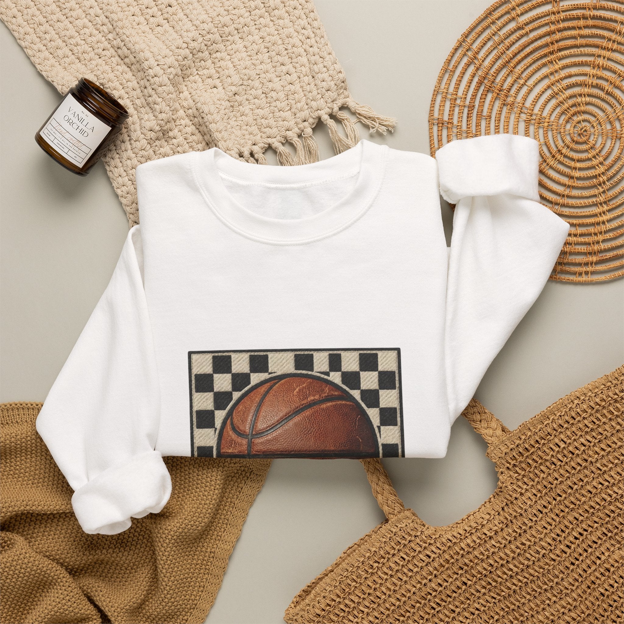 Hoops Vintage Basketball Sweatshirt | Western Typography, State Pride