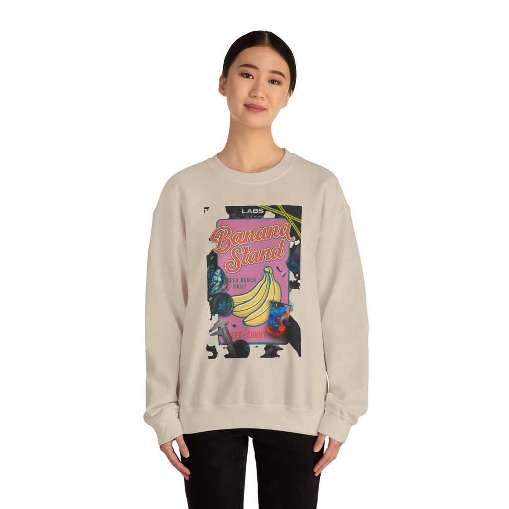 Banana Stand Retro Food Graphic Sweatshirt | Vintage diner typography, hand-drawn bananas
