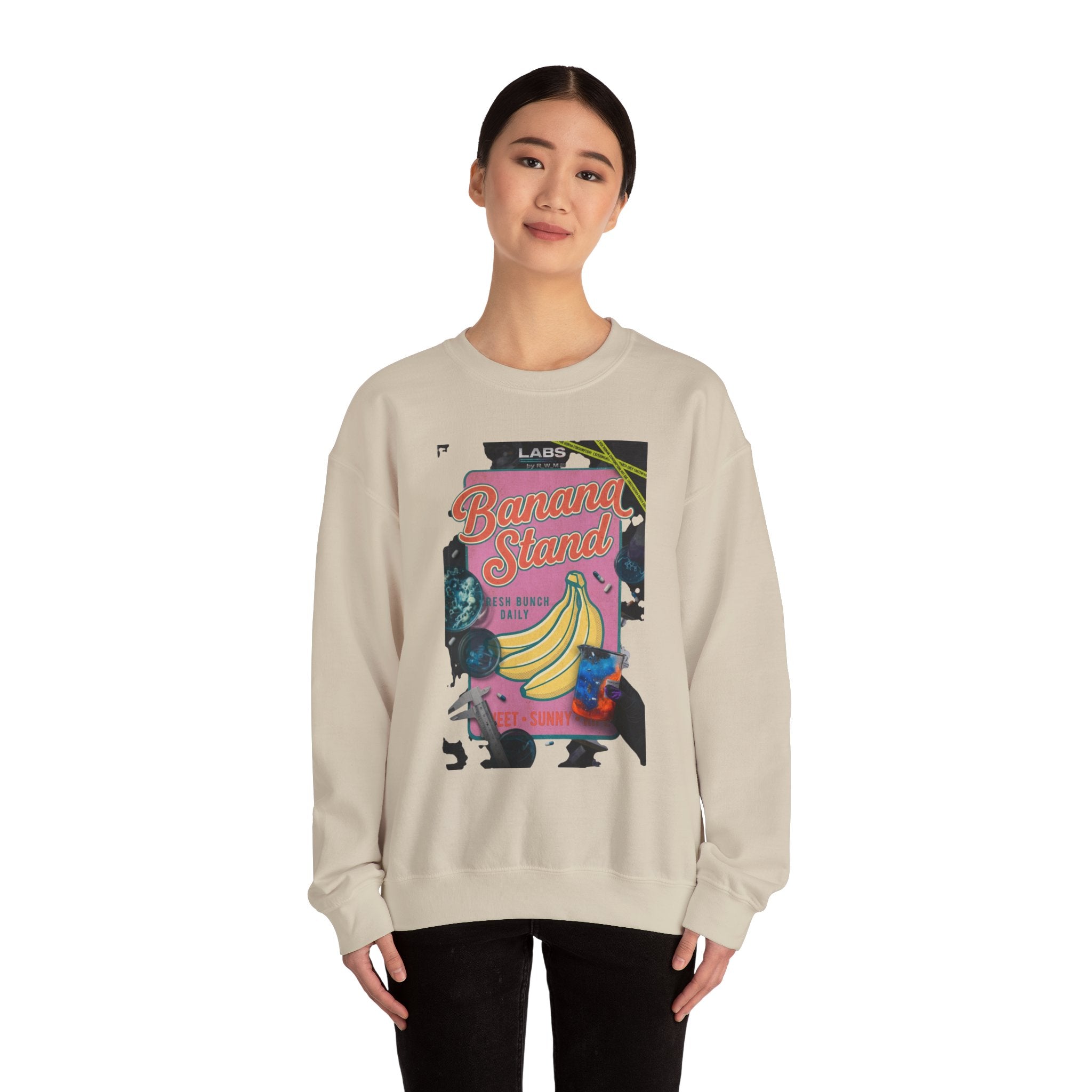 Banana Stand Retro Food Graphic Sweatshirt | Vintage diner typography, hand-drawn bananas