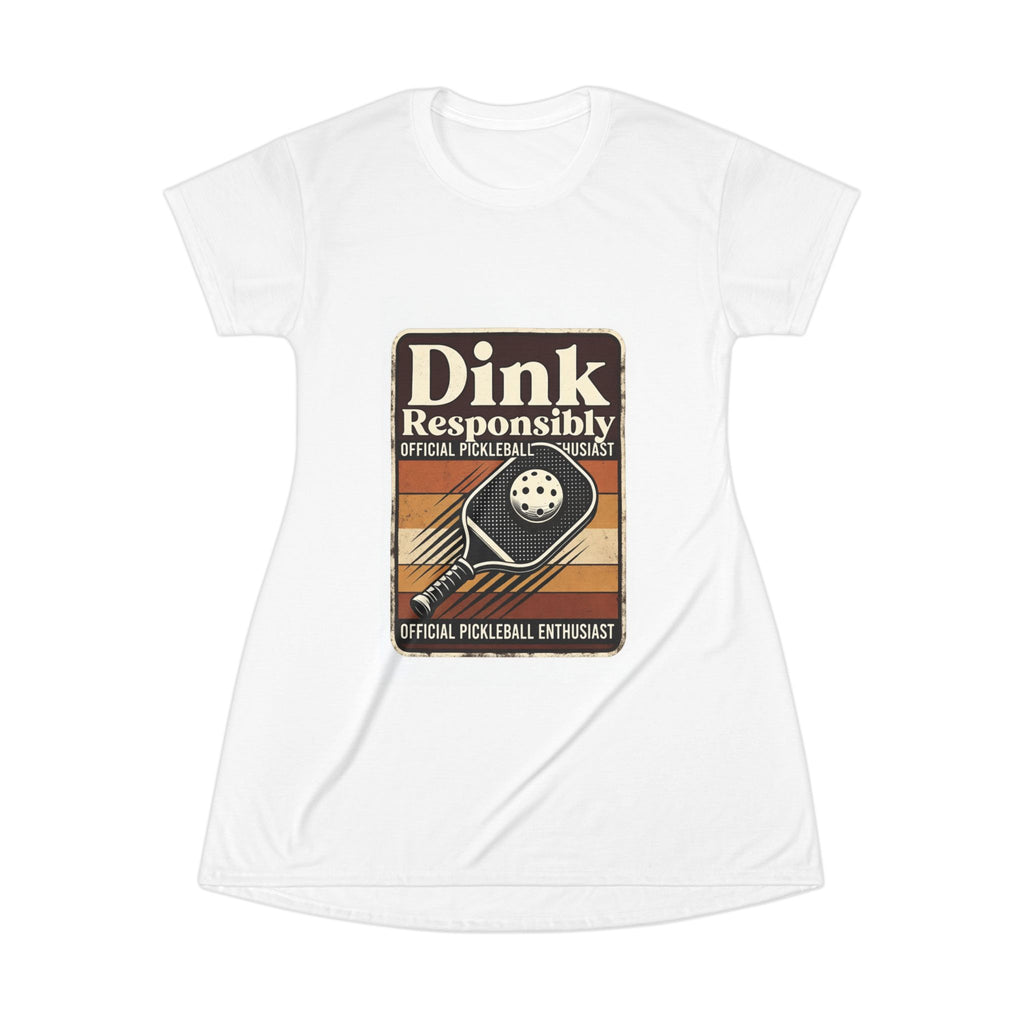 Pickleball T‑Shirt Dress — "Dink Responsibly" Retro Graphic for Players