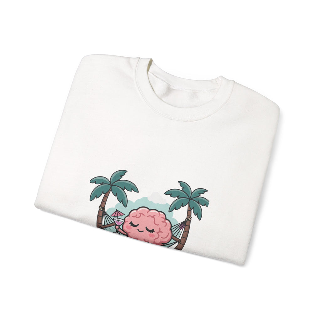 Mental Health Relaxation Brain Hammock Sweatshirt | Father’s Day self-care, retro palm design