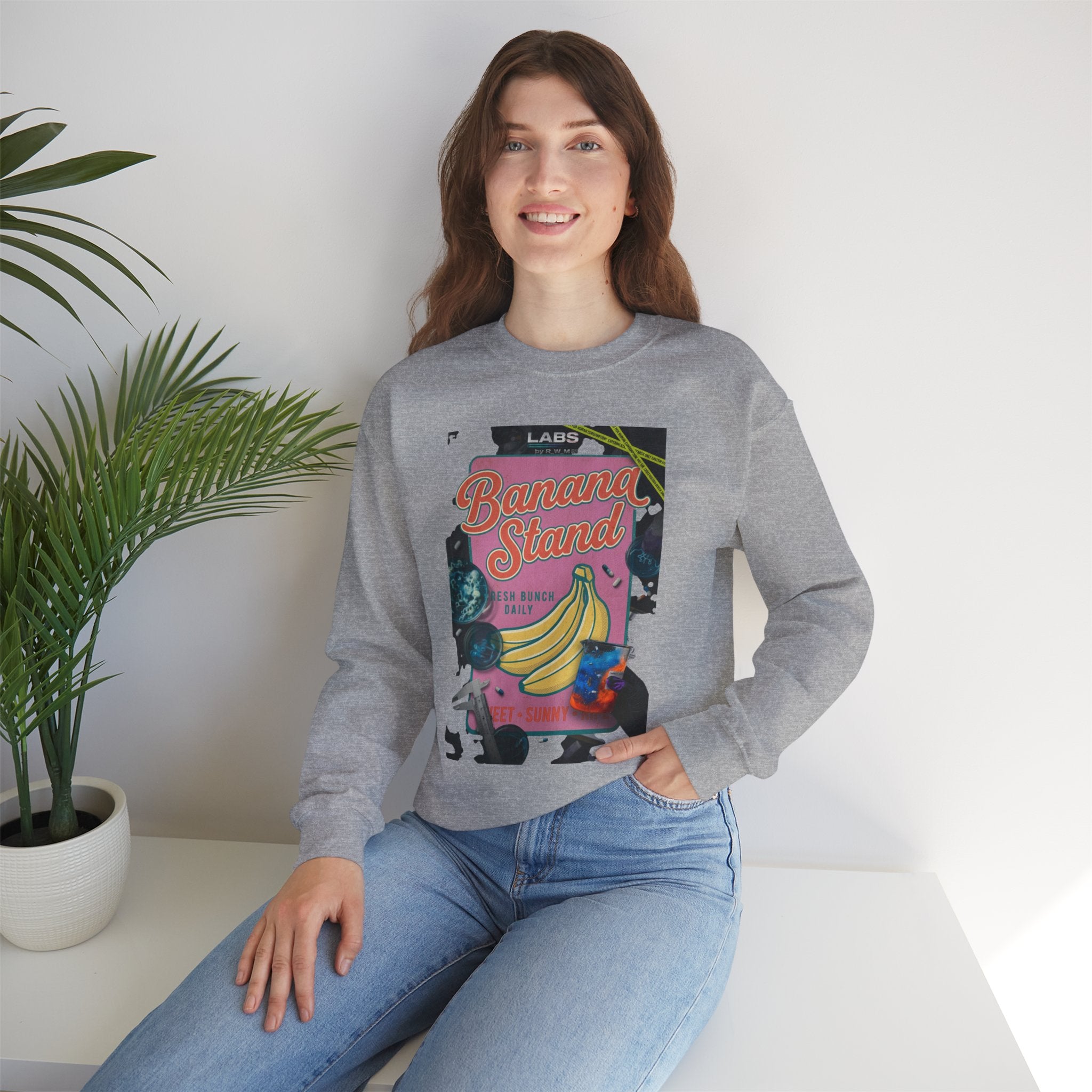 Banana Stand Retro Food Graphic Sweatshirt | Vintage diner typography, hand-drawn bananas