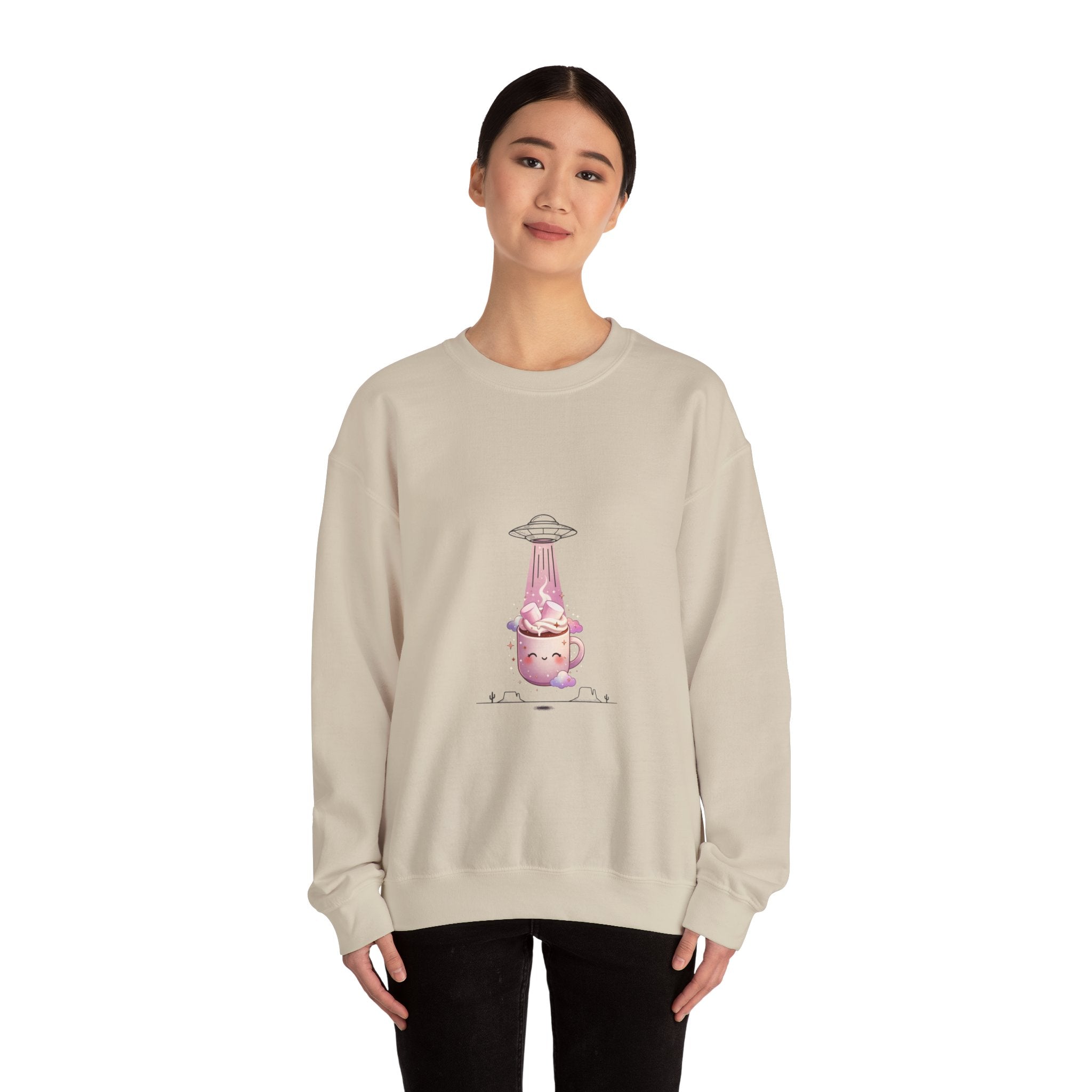 Retro UFO Abduction Crewneck Sweatshirt | Vintage Desert Sci‑Fi