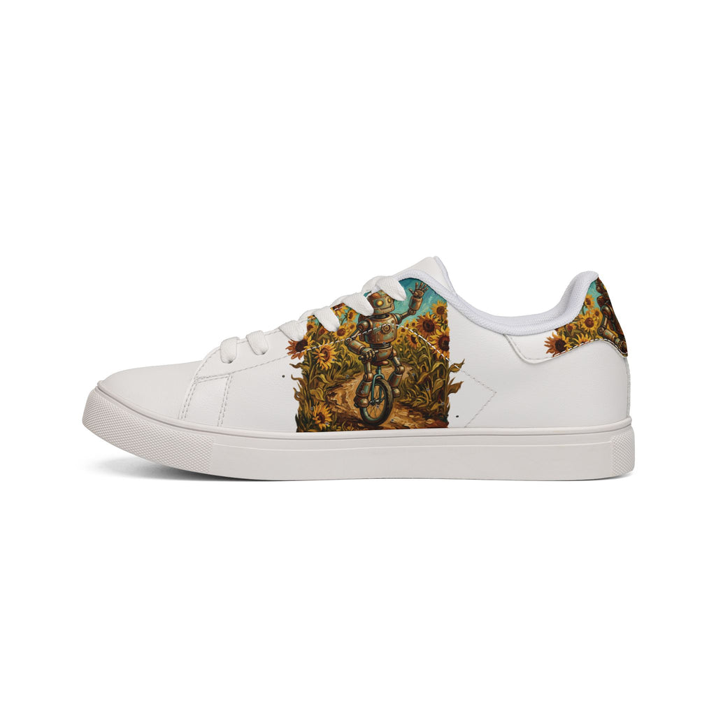 Leather Sneakers — Sunflower Guardian Low-Top Design