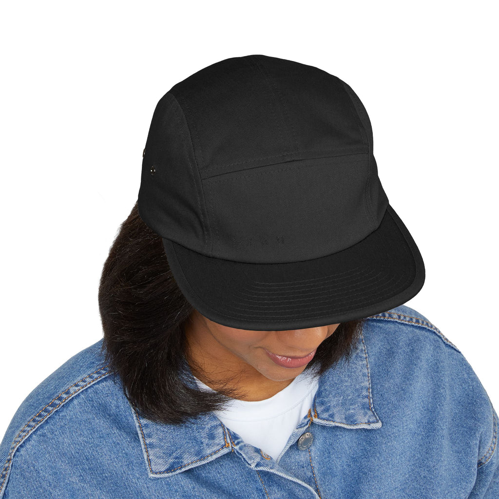 Embroidered 5-Panel Cap — Minimal 'brwn' Logo Cotton Camper Hat
