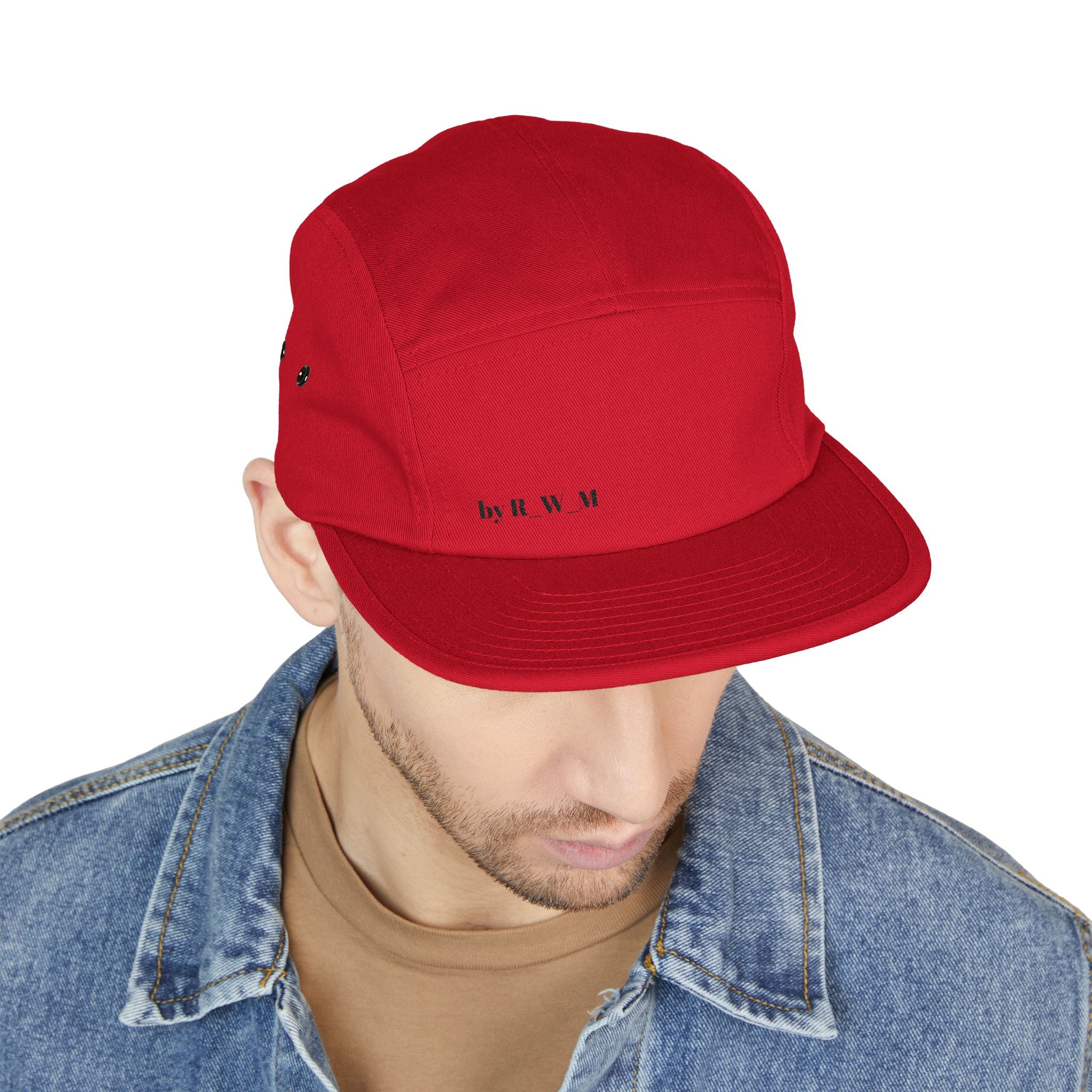Embroidered 5-Panel Cap — Minimal 'brwn' Logo Cotton Camper Hat