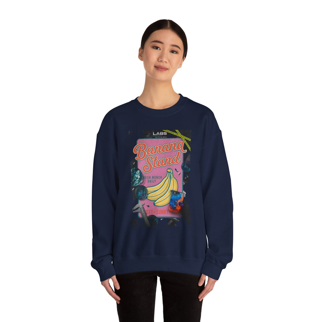 Banana Stand Retro Food Graphic Sweatshirt | Vintage diner typography, hand-drawn bananas