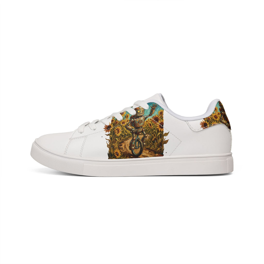 Leather Sneakers — Sunflower Guardian Low-Top Design