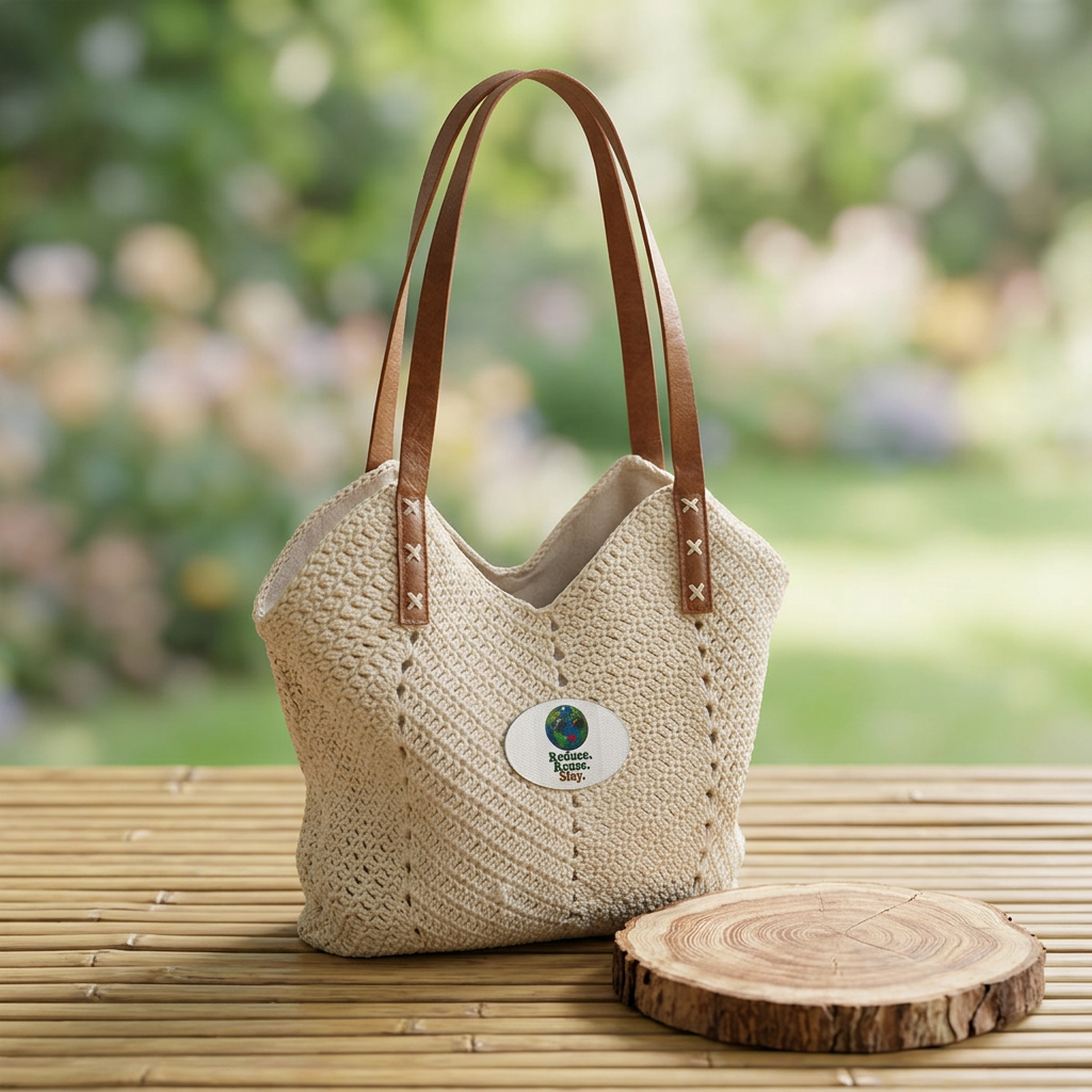 Boho Straw Shoulder Bag – Crochet Beach Tote with Leather Straps