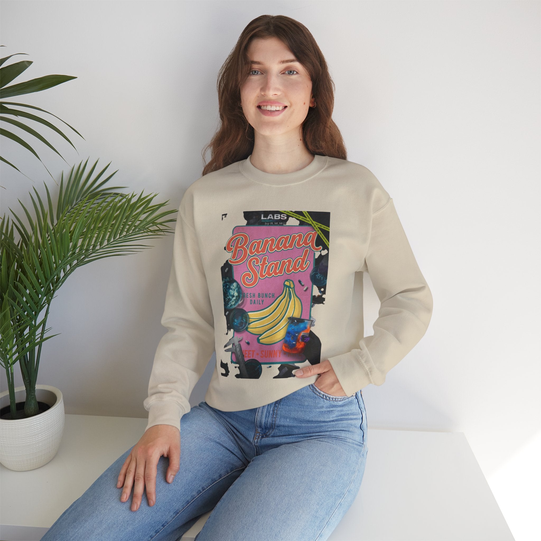 Banana Stand Retro Food Graphic Sweatshirt | Vintage diner typography, hand-drawn bananas
