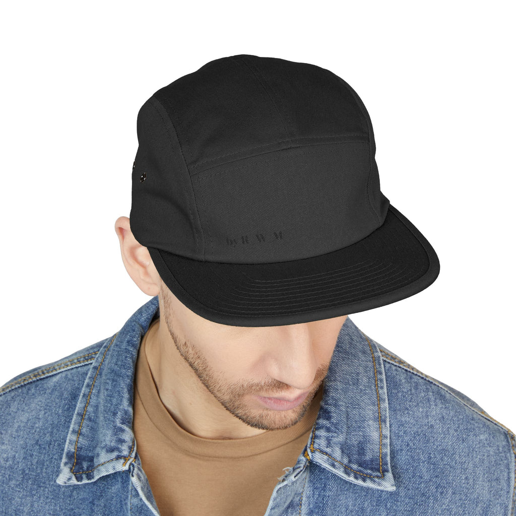 Embroidered 5-Panel Cap — Minimal 'brwn' Logo Cotton Camper Hat
