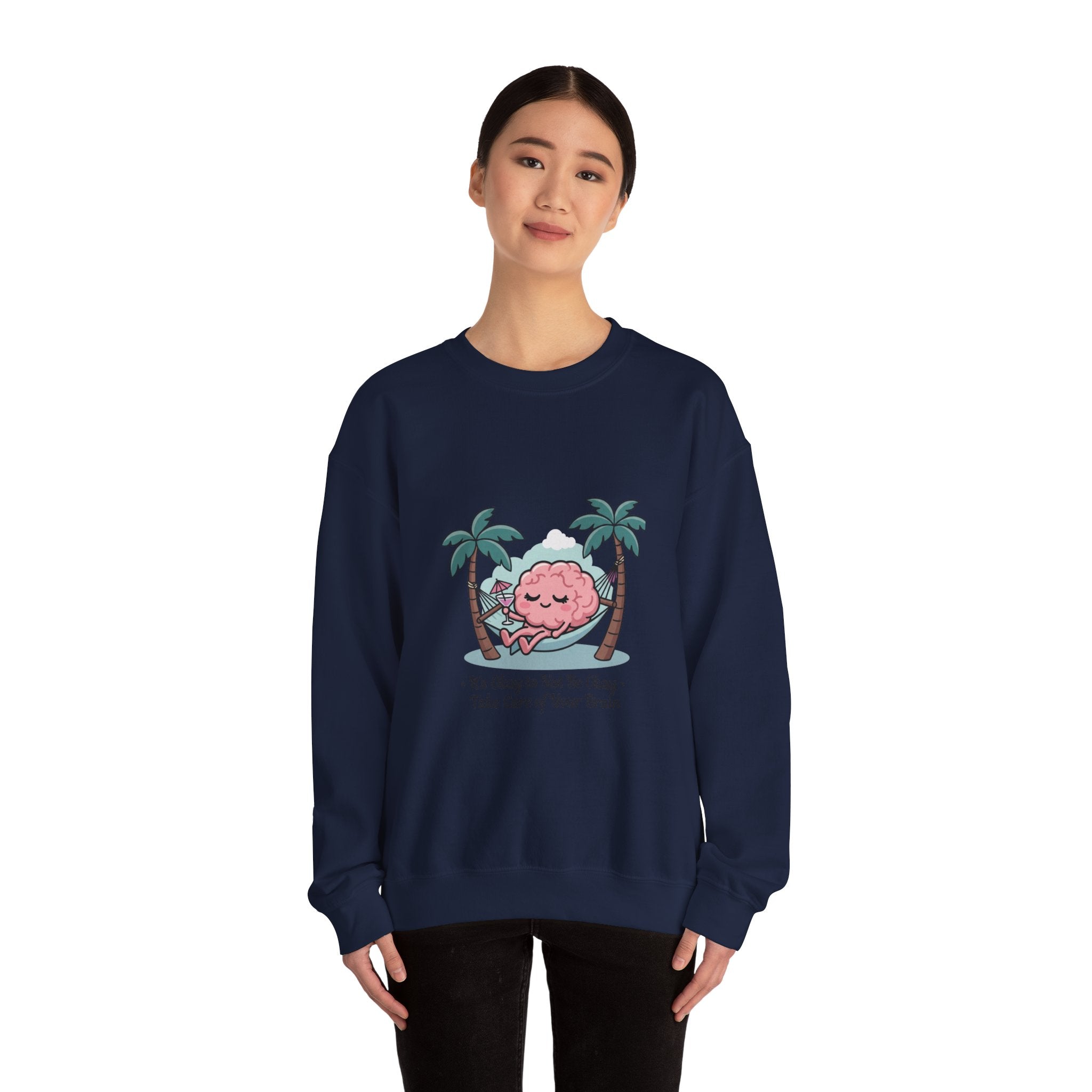 Mental Health Relaxation Brain Hammock Sweatshirt | Father’s Day self-care, retro palm design