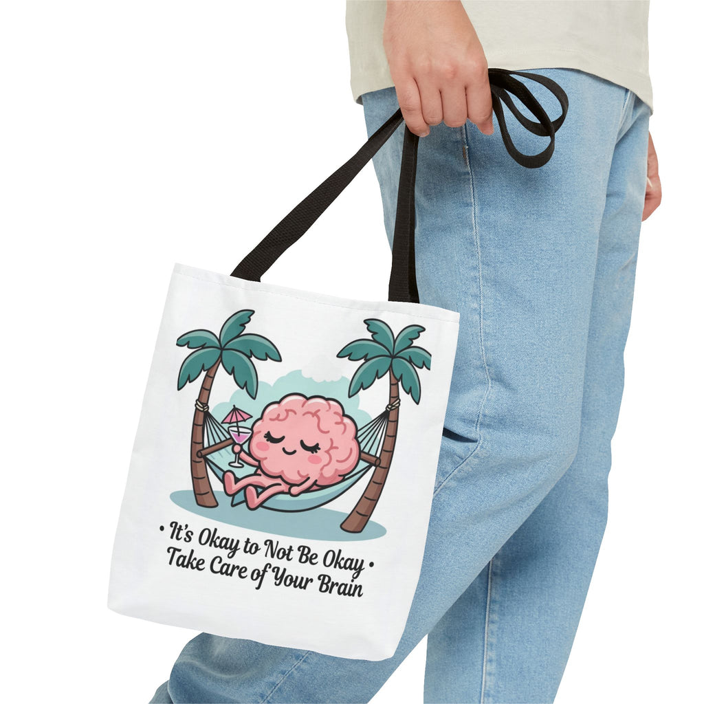 Mental Health Tote Bag - "It’s Okay to Not Be Okay" Brain Hammock Design