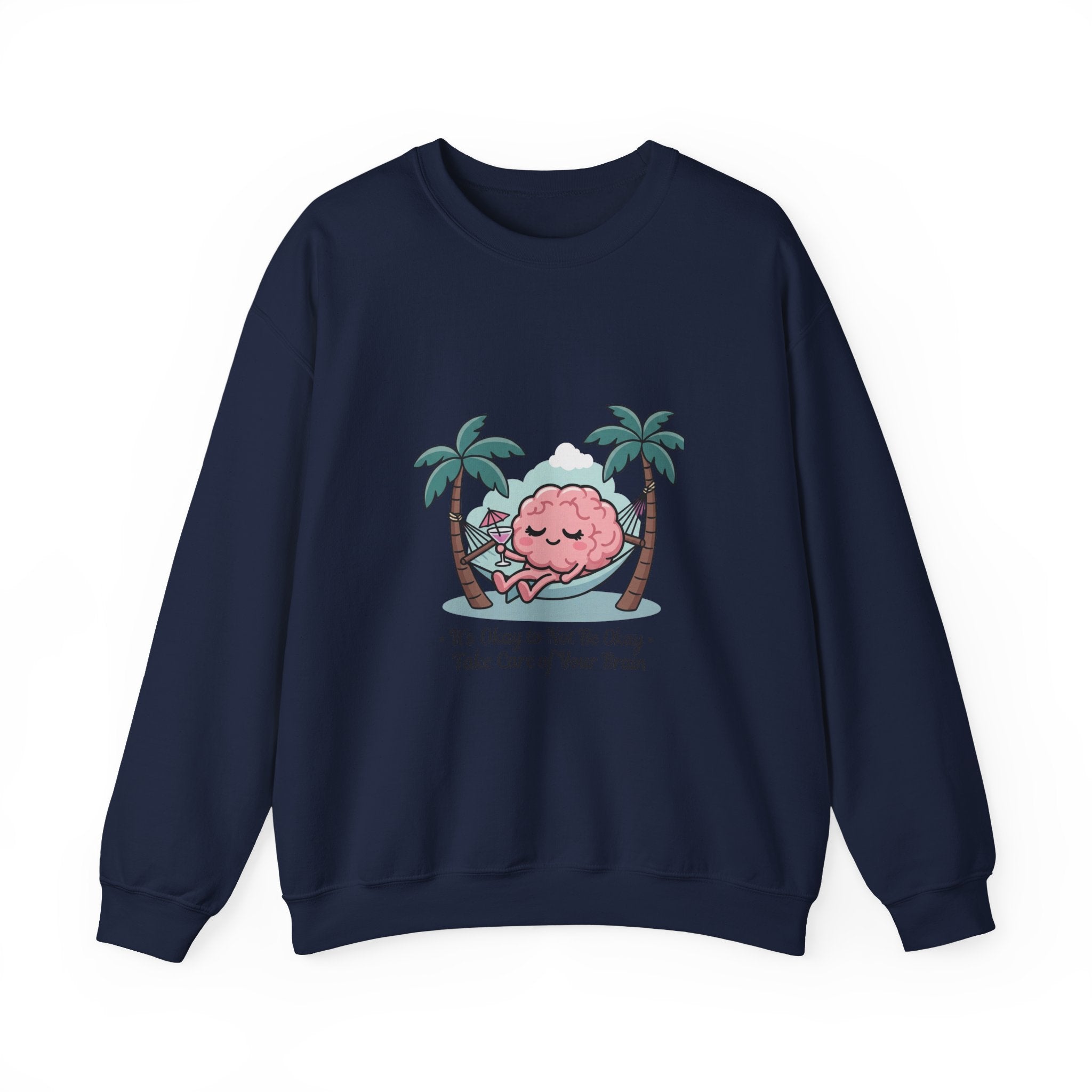 Mental Health Relaxation Brain Hammock Sweatshirt | Father’s Day self-care, retro palm design