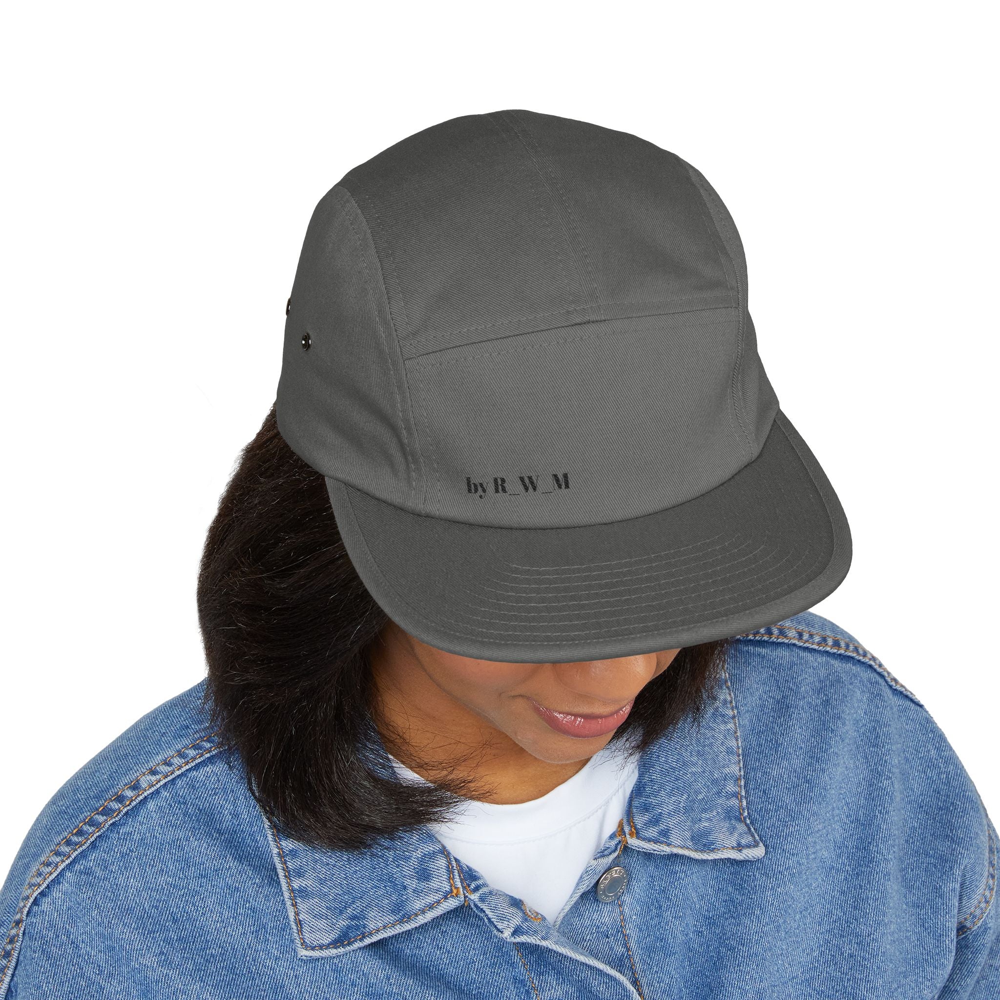 Embroidered 5-Panel Cap — Minimal 'brwn' Logo Cotton Camper Hat