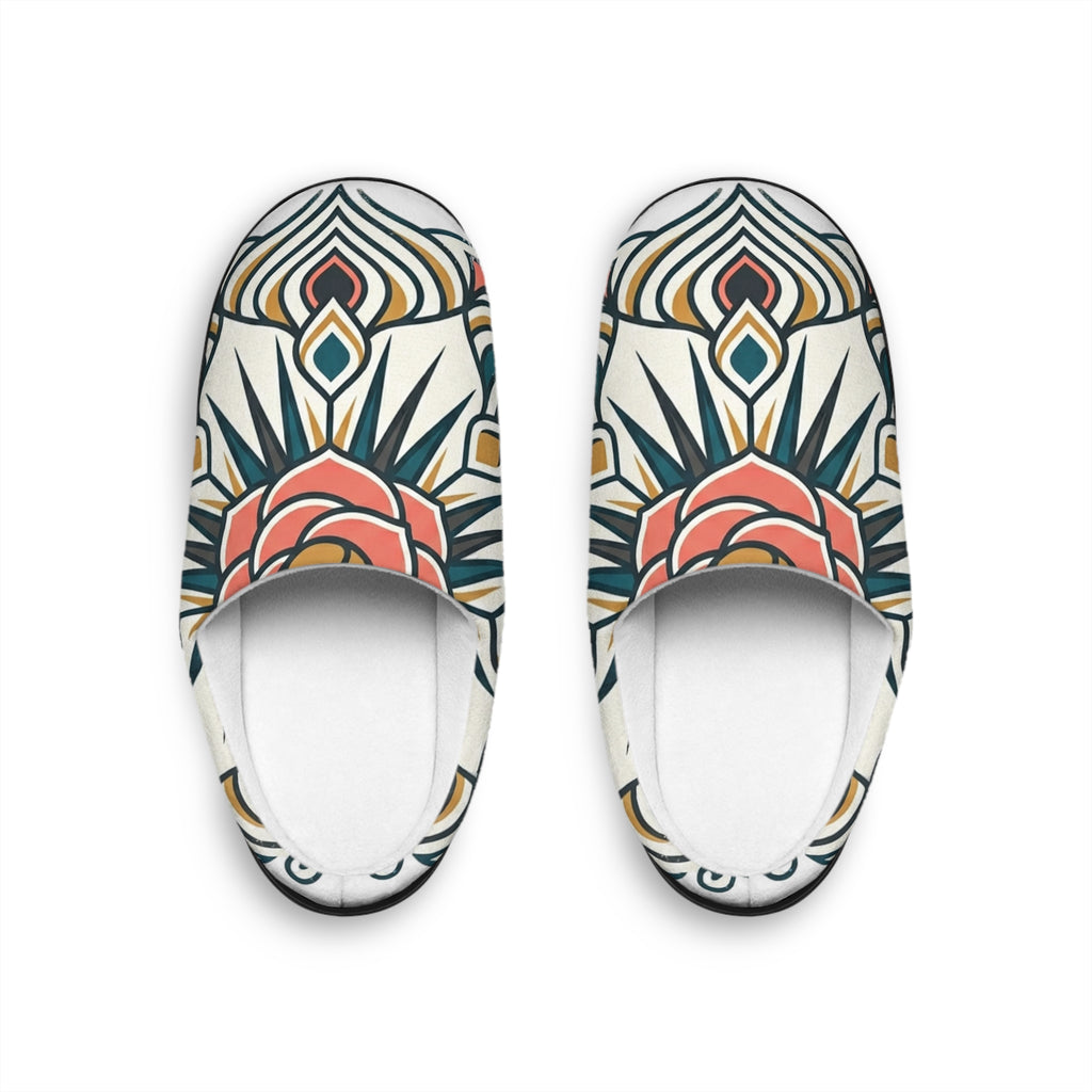 Floral Mandala Women's Indoor Slippers — Cozy Boho Home Shoes