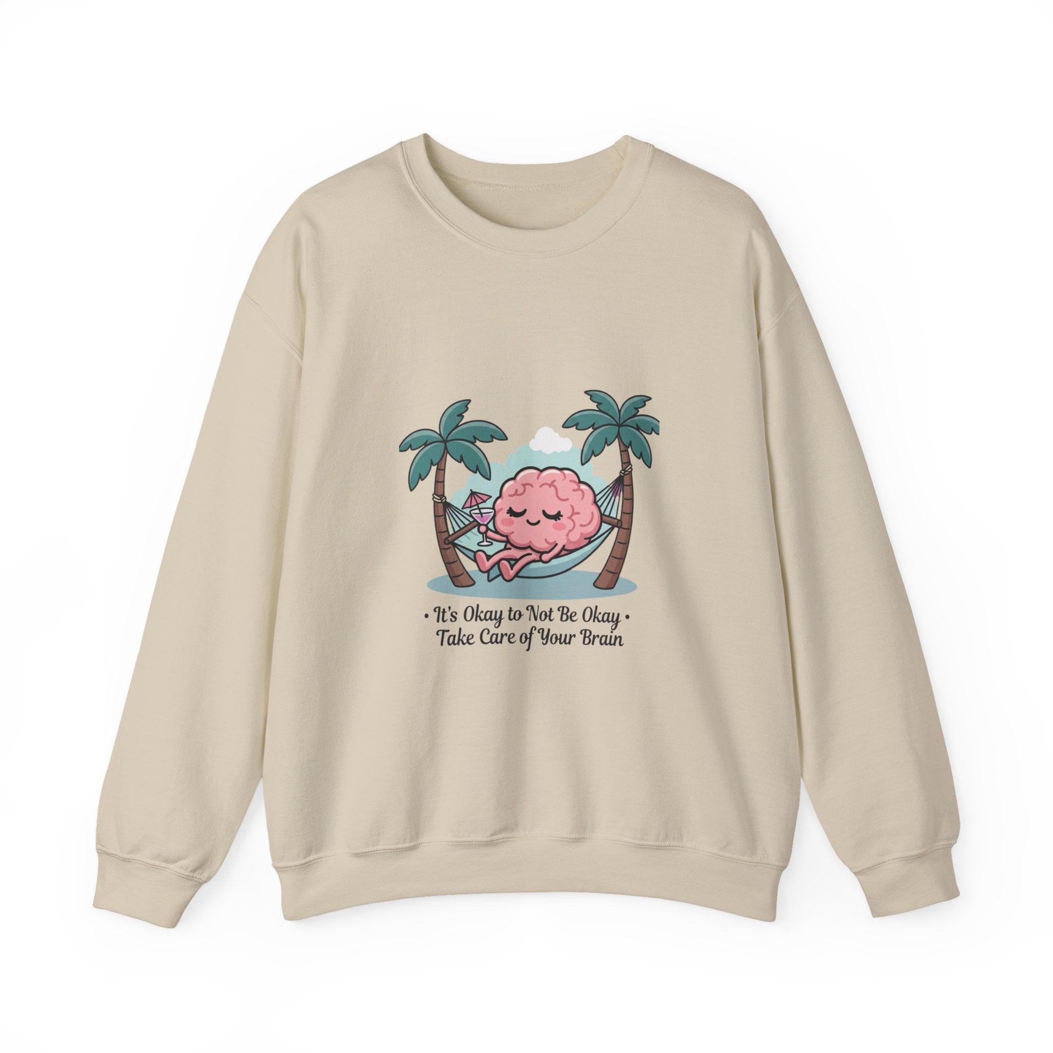 Mental Health Relaxation Brain Hammock Sweatshirt | Father’s Day self-care, retro palm design