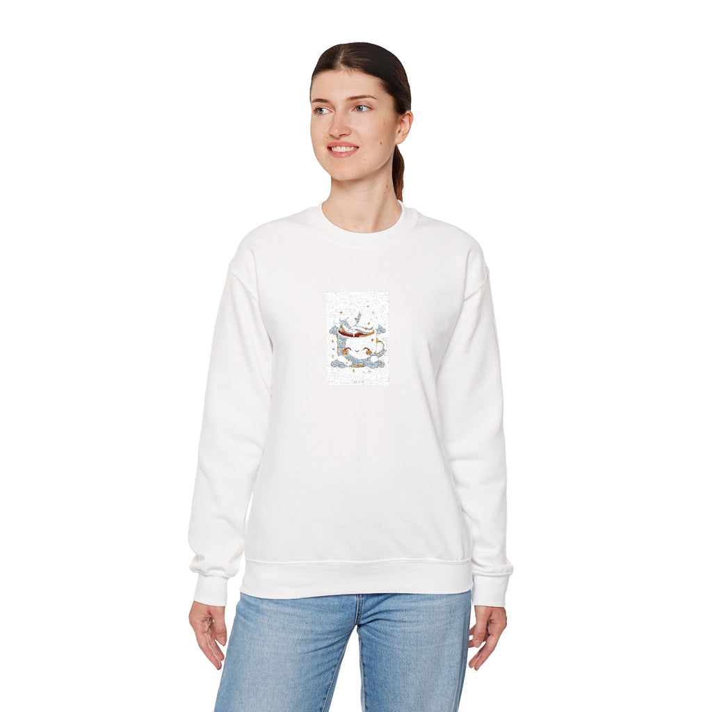 Crewneck Sweatshirt — Minimal Snowy Ski Scene "The Mountains Are Calling"