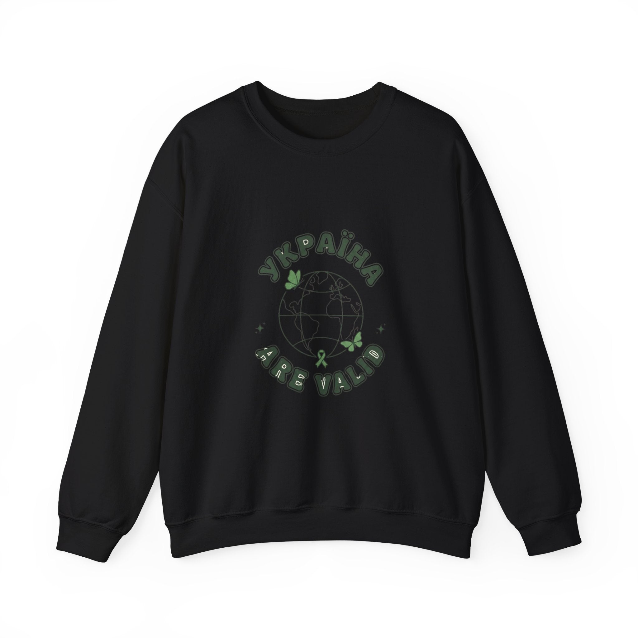 Ukraine Are Valid Sweatshirt | Mental Health Awareness, Green Ribbon