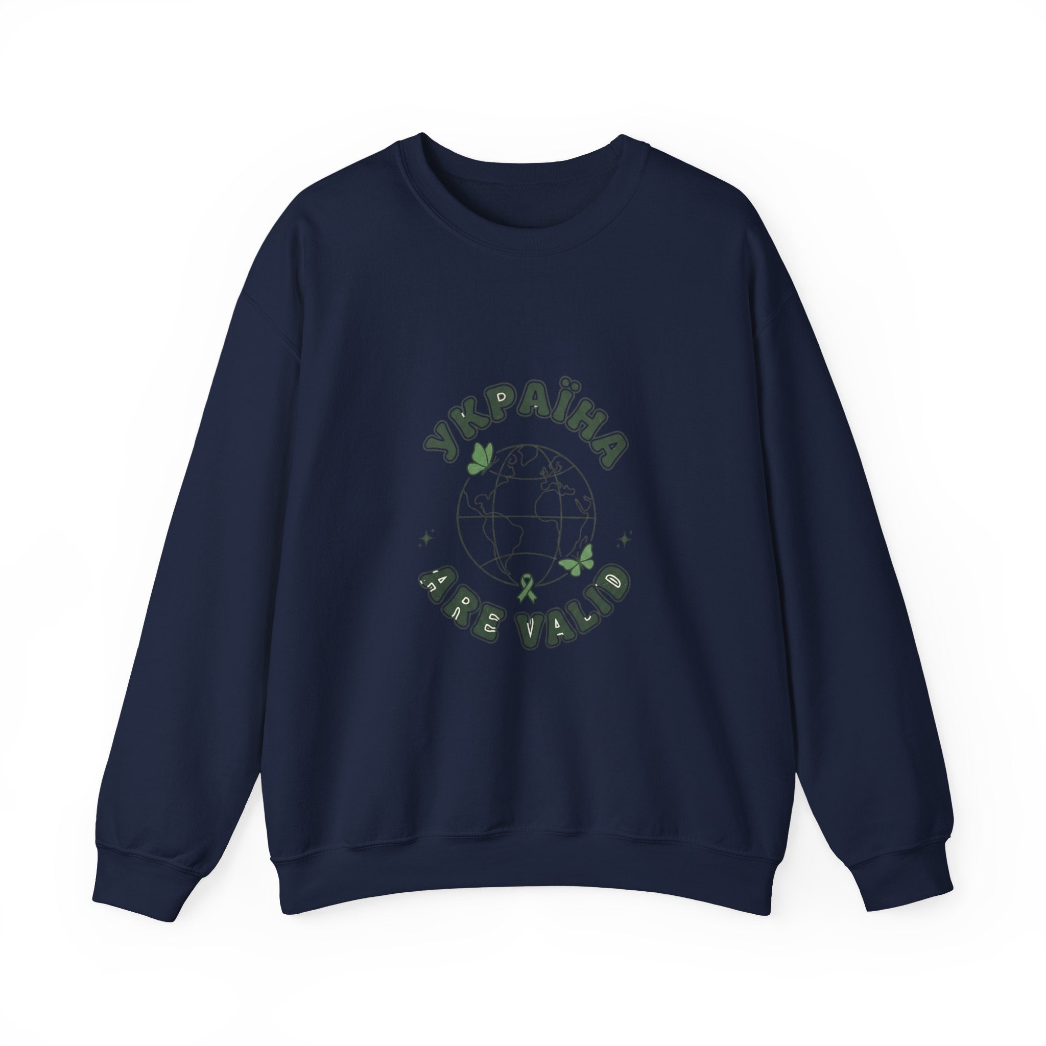 Ukraine Are Valid Sweatshirt | Mental Health Awareness, Green Ribbon