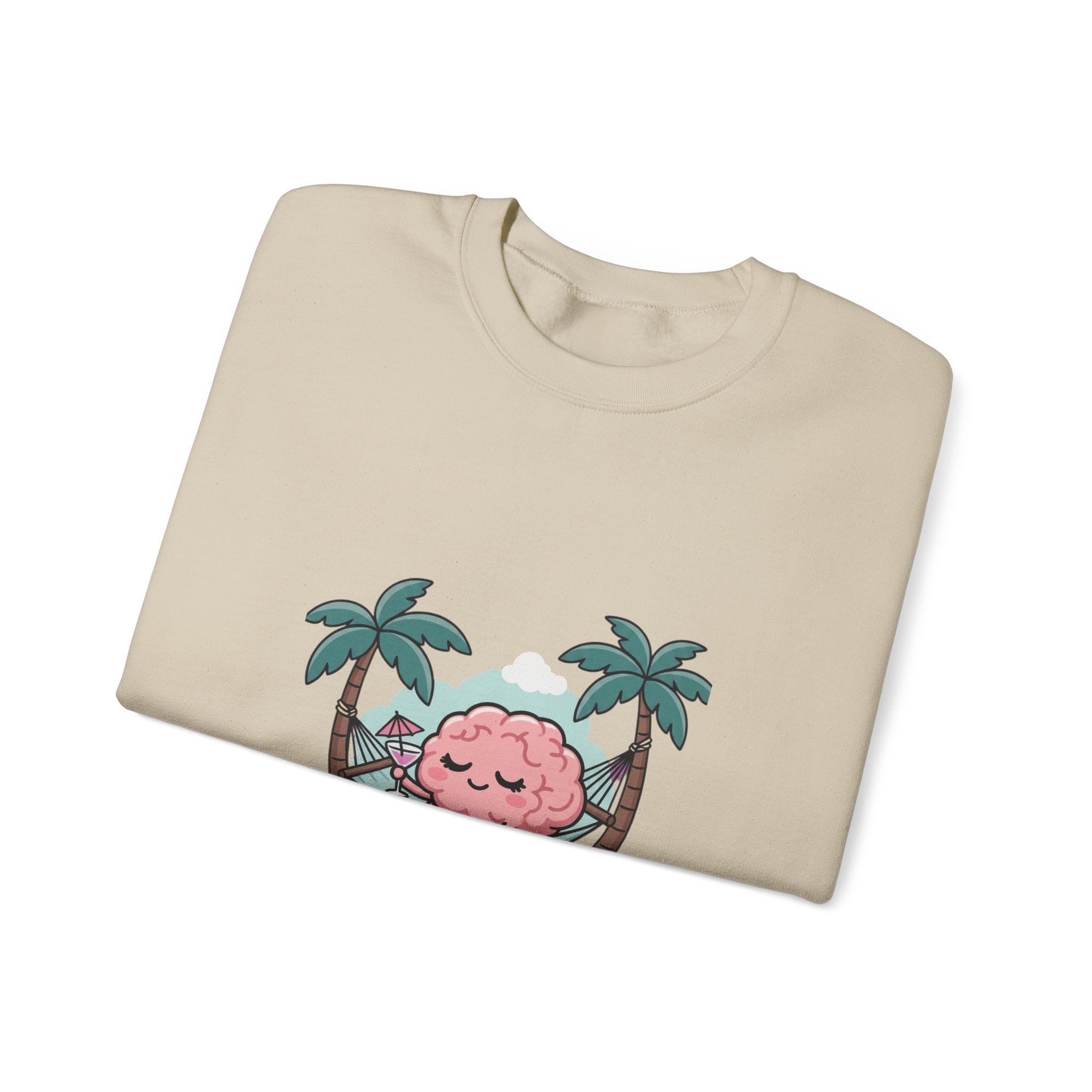 Mental Health Relaxation Brain Hammock Sweatshirt | Father’s Day self-care, retro palm design