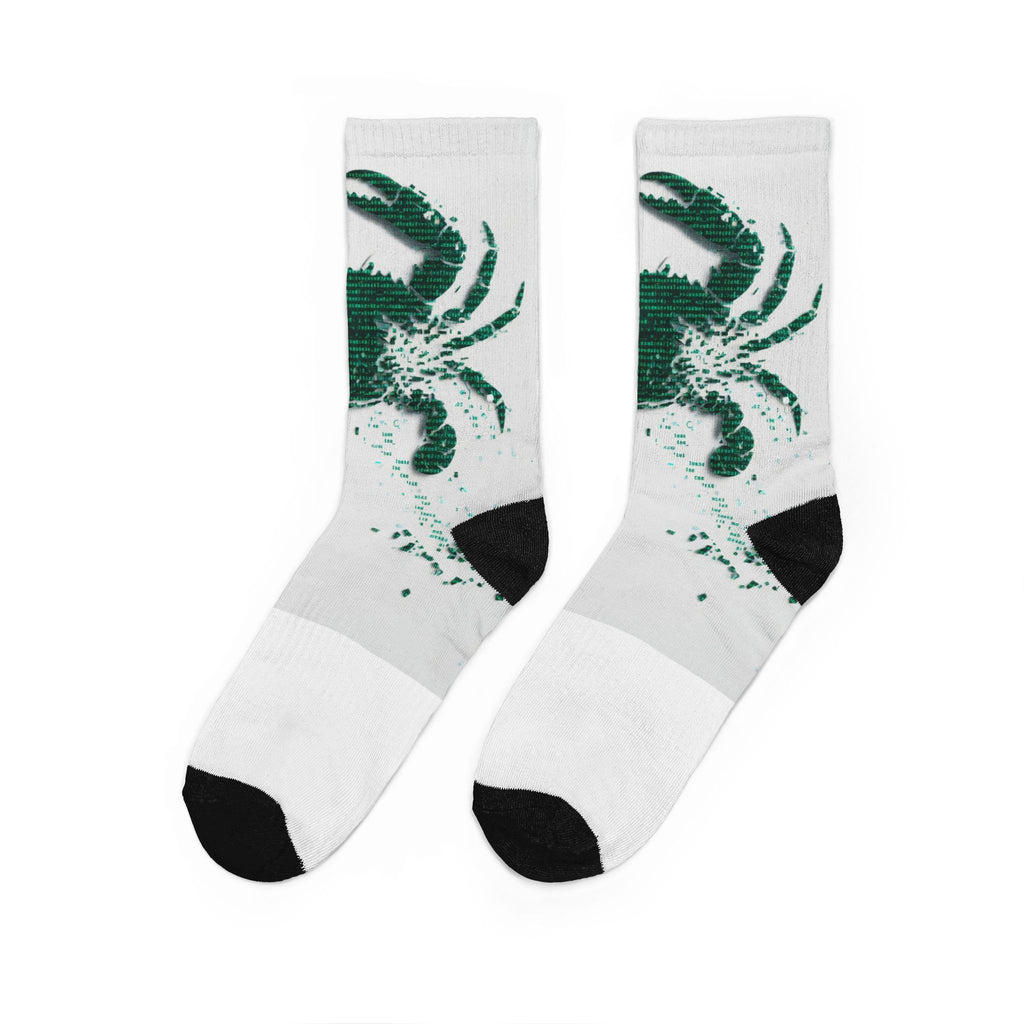 Crab Graphic Crew Socks — Padded Casual Socks with Crab Design