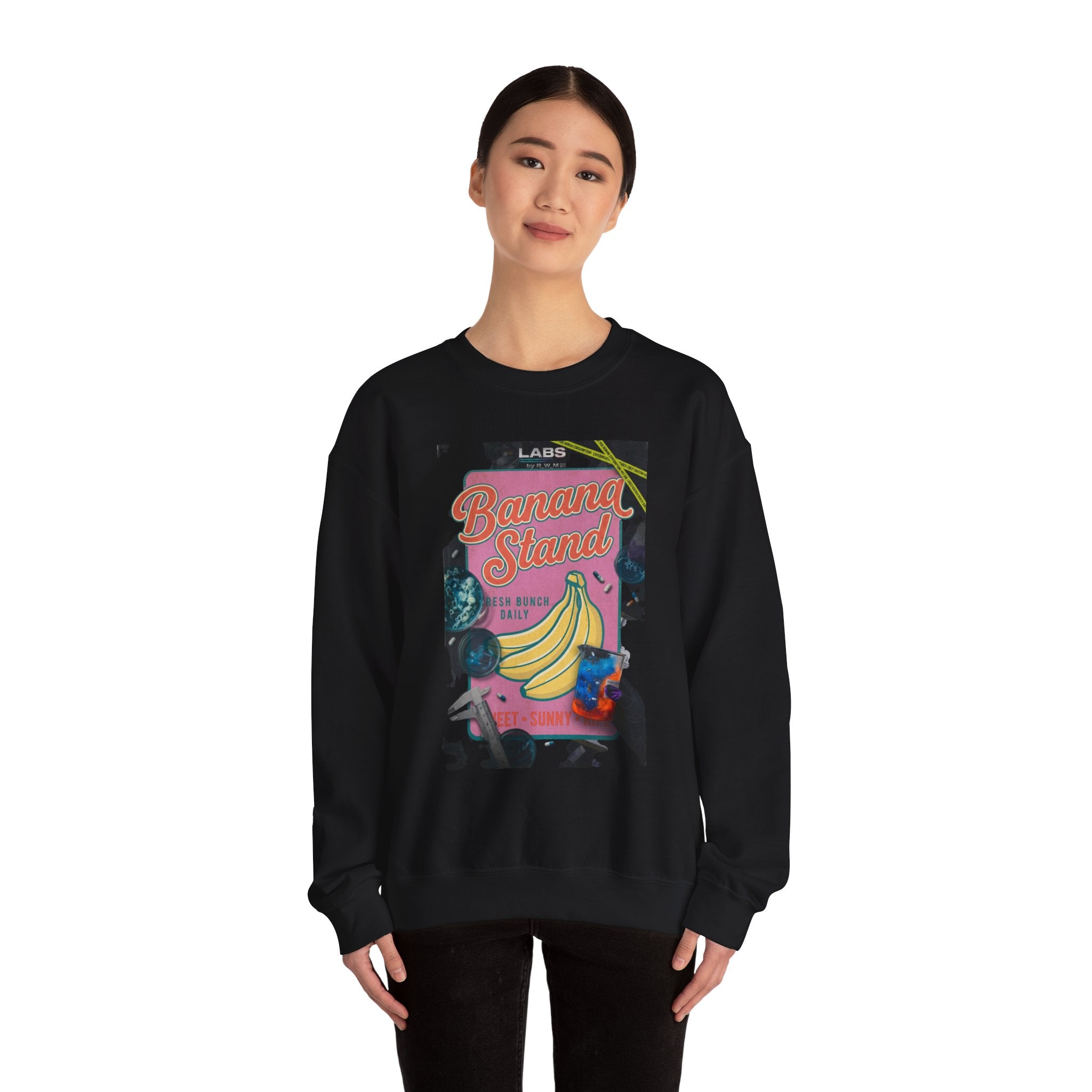 Banana Stand Retro Food Graphic Sweatshirt | Vintage diner typography, hand-drawn bananas