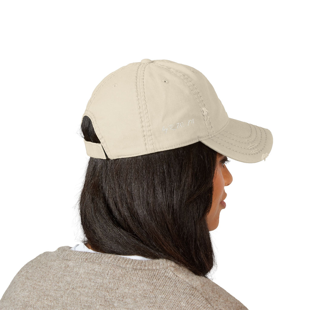 Distressed Embroidered Dad Hat – Vintage Casual Cap