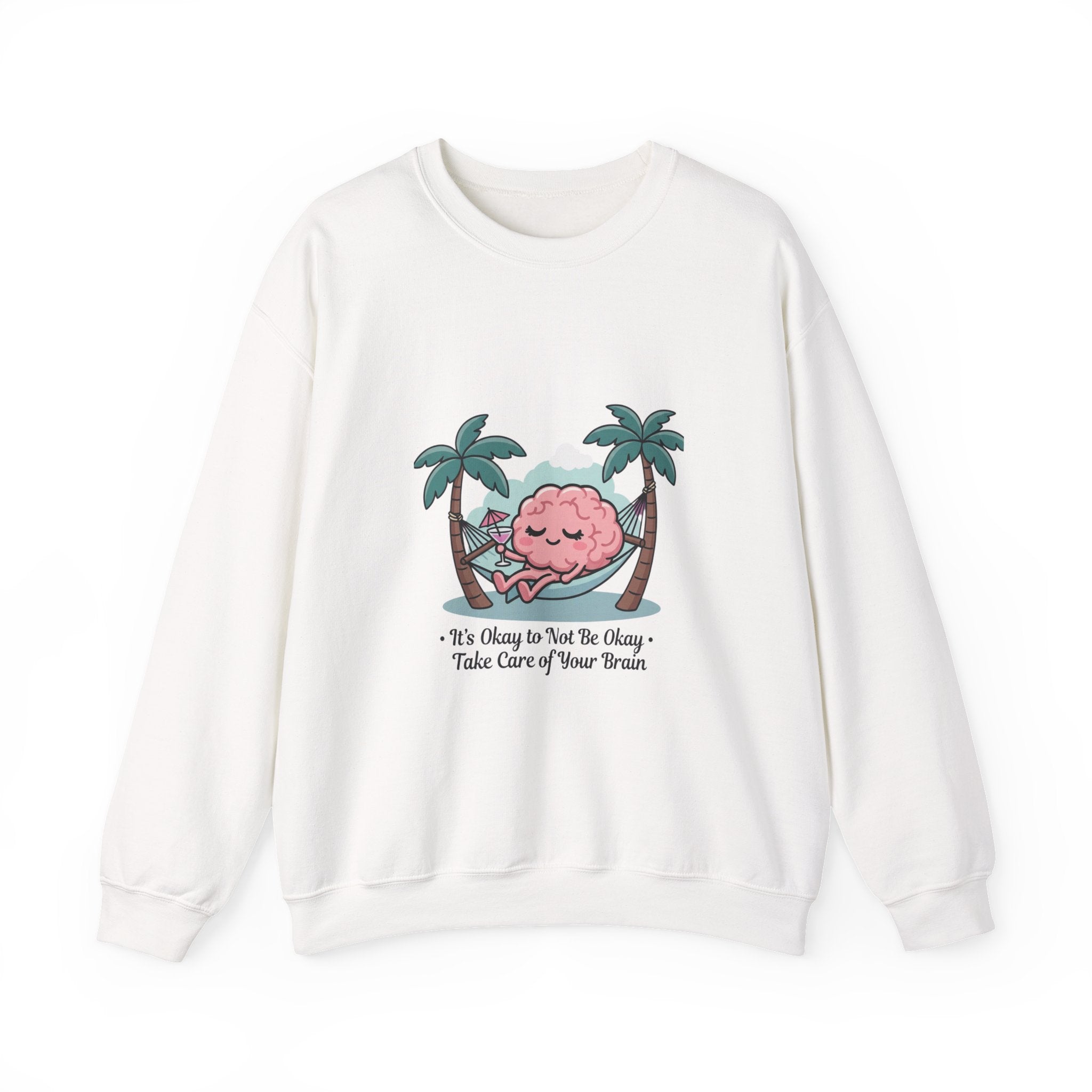 Mental Health Relaxation Brain Hammock Sweatshirt | Father’s Day self-care, retro palm design