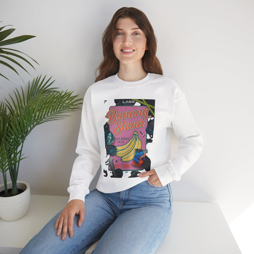 Banana Stand Retro Food Graphic Sweatshirt | Vintage diner typography, hand-drawn bananas